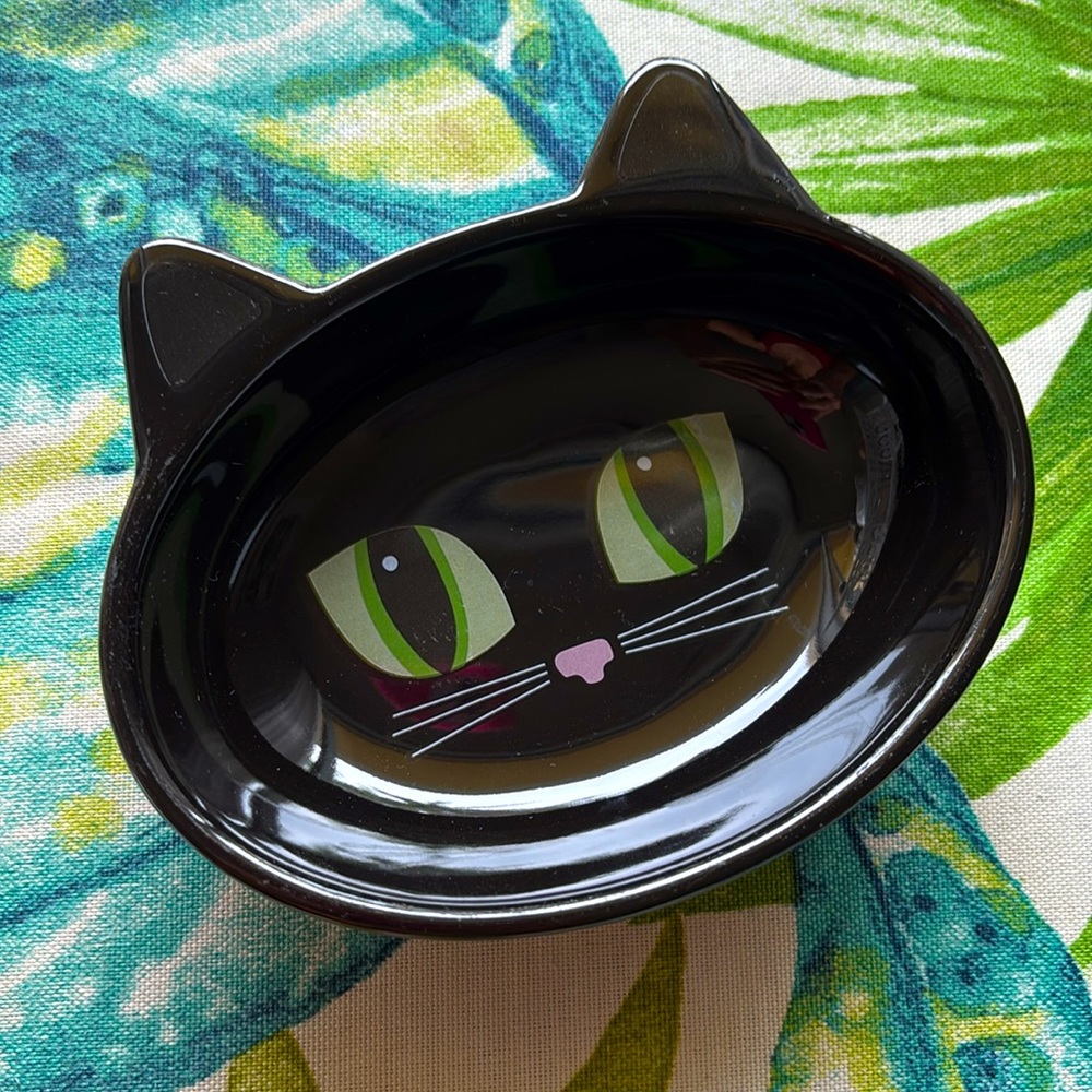 Black Cat PetRageous Designs Kitty Oval Stoneware Food Bowl for Cats Halloween